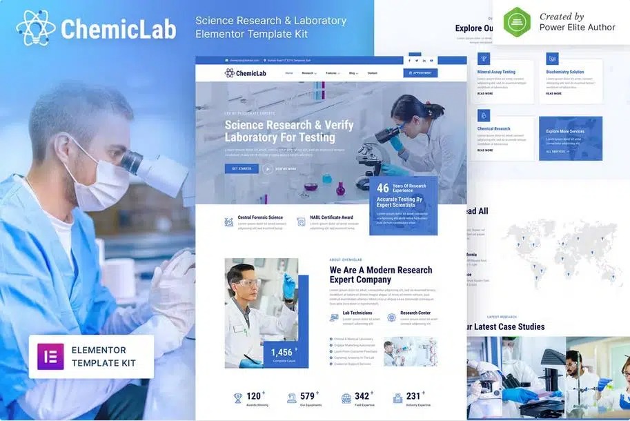 CHEMICLAB – SCIENCE RESEARCH & LABORATORY ELEMENTOR TEMPLATE KIT
